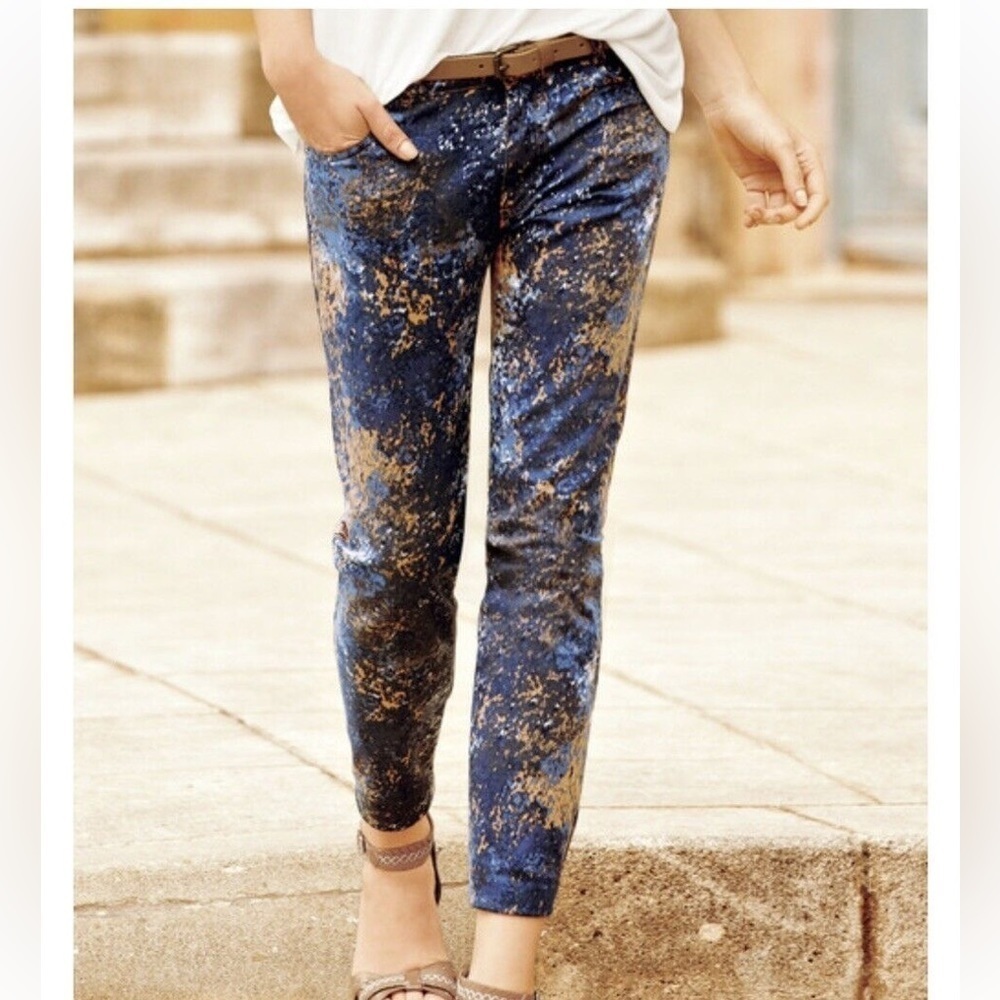 Peruvian CONNECTION - Cotton Blend Atelier Paint Splatter Ankle Pants - Size 16